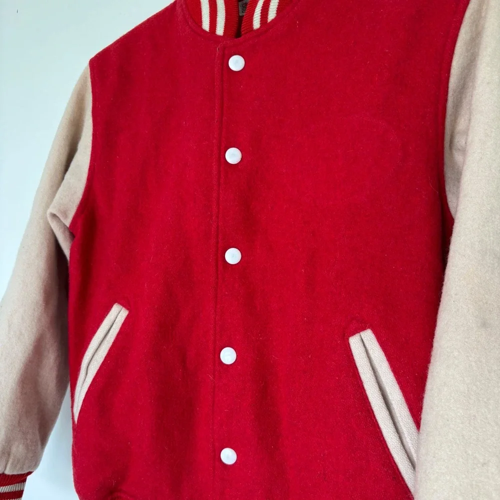 Crocodile Club Vintage Japanese Red Tan Varsity Letterman Jacket Size Medium